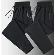KIT 2 Calça Jogger Preta Masculina Dry Fit Com Fitas Esportiva