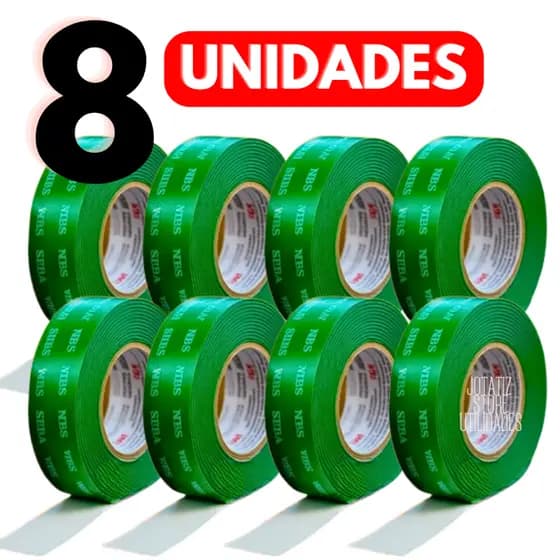 8 Fitas Dupla Face Acrílica Transparente Rolos 12mm x 2m Fixa Tudo Extra Forte