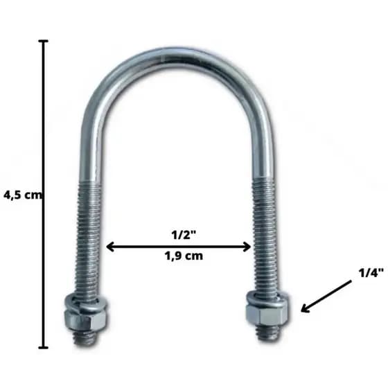 Abraçadeira Tipo U Vergalhão 1/2 X 5/16 Com 10 Peças