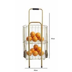 Carrinho de Feira de arame e tubo de aço dobrável 4 Tubos Amarelo / Dourado suporta até 50kg