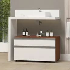 Armário de Banheiro com rodinhas multifuncional Safira MDF 80cm