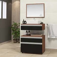 Conjunto safira 60cm completo gabinete banheiro com cuba e espelheira (com espelho) MARTICONI