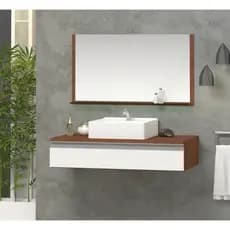 Conjunto safira MDF 80cm gabinete banheiro com cuba e espelheira (com espelho)