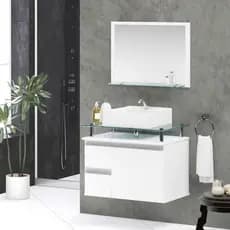 Conjunto Diamante MDF gabinete de banheiro com pia e espelheira 60cm