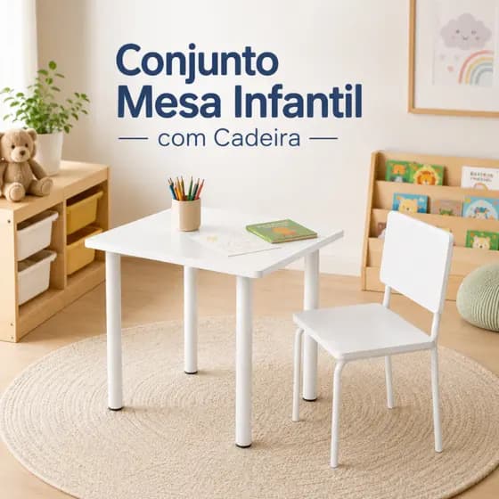 Conjunto Mesa Infantil com Cadeira – Ideal para Desenho, Leitura e Brincadeiras
