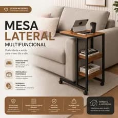 Mesa Lateral ou Cabeceira com Rodinha e Apoio com Rodinha e Objetos Encaixe Sófa Cama Multiuso