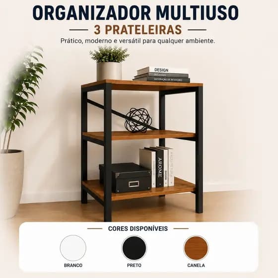 Estante Organizadora Multiuso com 3 Prateleiras Armario Compacto Estilo Industrial Quarto Escritório