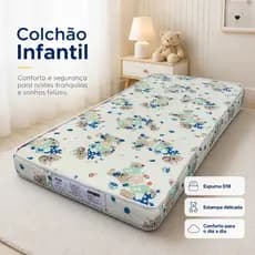 Colchão Infantil Juvenil 1,50x70x10 cm Espuma Confortável -Revestido em Poliéster
