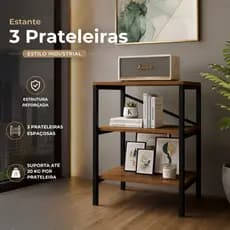 Móvel Organizador Multiuso 3 Prateleiras Compacta – Estante- Quarto, Escritório e Sala