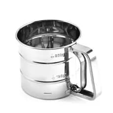 Tapioqueira Polvilhador Peneira Caneca com Gatilho Manual Aço Inox Açucar Farinha Tapioca Cozinha Multiuso