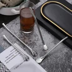 Bomba para tereré e chimarrão metal comum polido aço inox/Bomba Para Chimarrão, Tereré Em Aço 18 Cm Não Entope