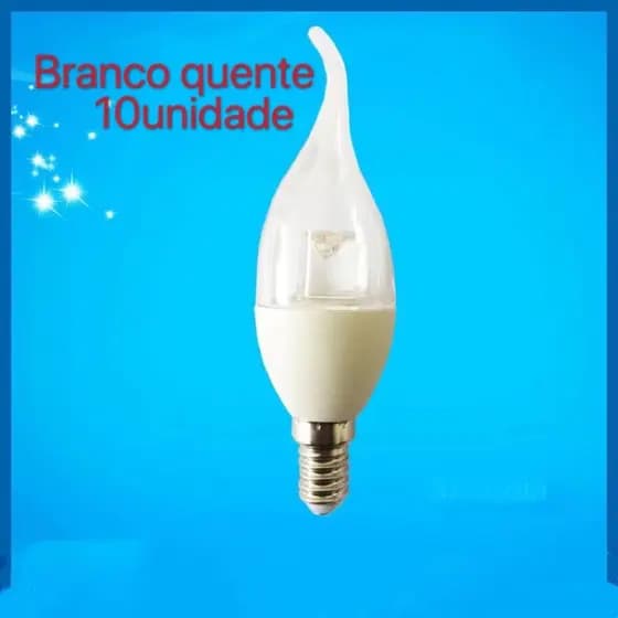 Kit 10 lâmpada Led vela 3w E14 Chama Cristal Bico 3000k Bivolt