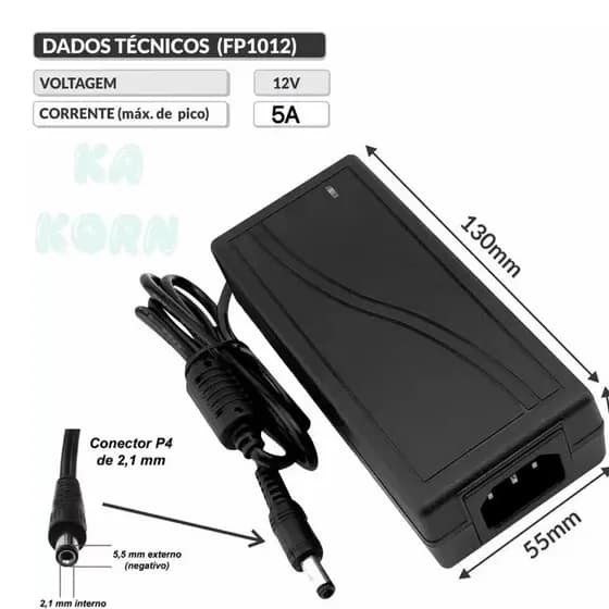 Fonte Chaveada 12v 5a Bivolt Perfil Led Fita Led *original*