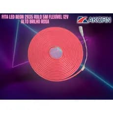 Fita Led Neon 2835 Rolo 5m Flexível 12v Alto Brilho Rosa