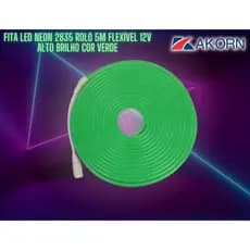 Fita Led Neon 2835 Rolo 5m Flexível 12v Alto Brilho cor Verde
