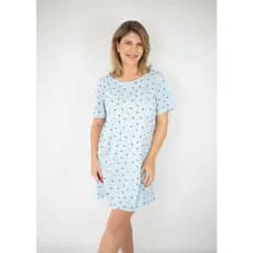 Camisola Feminina Manga Curta Verão – Azul Estrelas