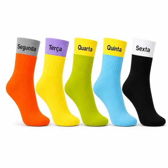 Kit 5 Pares Meia Semanal Algodão Academia Crossfit Divertida Adulto Infantil