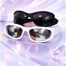 Oculos Sol Masculino Trap Bale Hype Y2k Oval Rap Óculos spY ope 3Prata Lente Espelhada