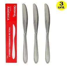 Kit 3 Facas de Mesa Em Aço Inox Original Line America