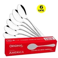 Kit 6 Colher de Mesa Em Aço Inox p/ Bar Restaurante