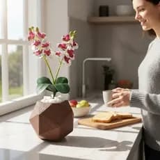Planta Flores Artificial  Orquidea  Decoraçao de Mesa Casa  e Vaso