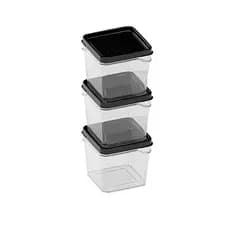 Kit 3 potes herméticos com tampa preta Nitron porta temperos - mantimentos - cozinha organizadora ..