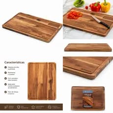 Tábua De Corte Madeira Premium Cozinha Churrasco Com Canaleta Grande Resistente Nitron