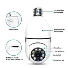 Câmera Wi-fi Ip Lâmpada Smart Full Hd Visão Noturna