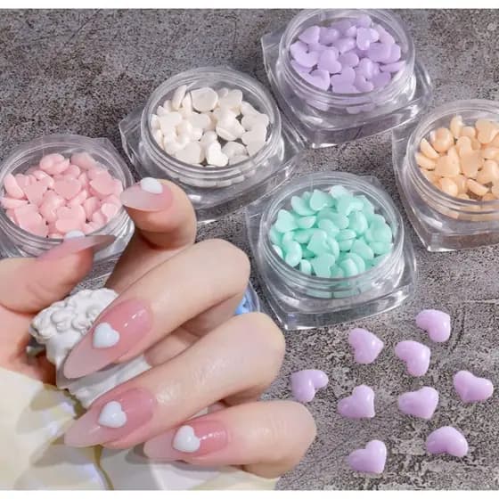 NailArt 3D Coração Unhas Encantos para Unhas de Acrílico/Gel Coração Unhas Strass Decoração de Unha