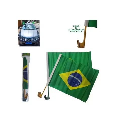 Kit com 2 Bandeiras para Vidro de Carro Dupla Face – Fácil Fixação