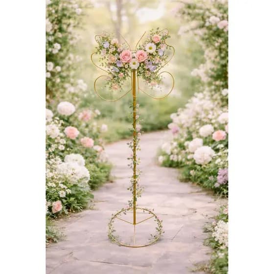 Kit 2 Borboletas Árvore Com Suporte Para Chão Regulável Decoração Festa Jardim