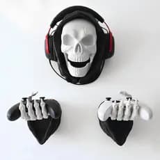Suporte de Fone Headset e Controle Grim Reaper Caveira Suporte de parede Gamer
