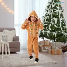 [Agora] Fantasia De Macacão De Natal Para Crianças Gingerbread Man/Papai Noel/Evo Verde Cosplay Outfit Unissex Body De P