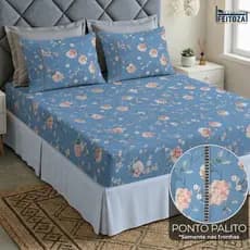 Jogo De Cama Lençol 400 Fios Solteiro, Casal e Queen Micro Percal Estampado Tecido Premium Toque Aveludado