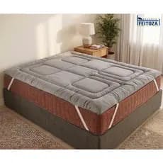 Protetor de Colchão Cinza Pillow Top Casal Padrão, Queen Micro Percal 400 Fios Com Elástico Super Macio e Confortável