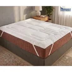 Pillow Top Branco Casal, Queen 400 Fios Protetor de Colchão com Elástico Macio Lavável Conforto