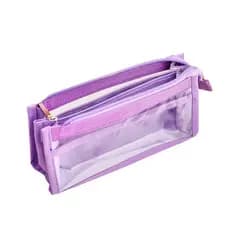 Estojo Escolar Organizador PVC com Tecido--Cor Lila