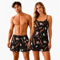 Kit Casal Pijama Feminino Samba Canção Namorados Casados Marido e Mulher