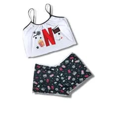 Pijama Feminino Baby Doll Cropped Virginia Ondinha Personagens