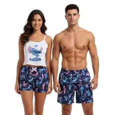 Kit Pijama Casal Kit Mozão Feminino Samba Canção Namorados Personagens
