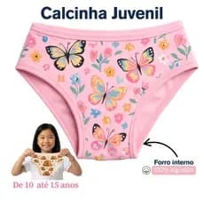 Kit 10 e 5 Calcinhas Juvenil Para Adolescente até 15 Anos Forro 100% Algodão Estampada