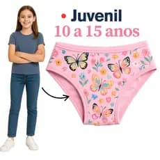 Kit 10 Calcinhas Juvenil Para Adolescente até 15 Anos Forro 100% Algodão Estamapada