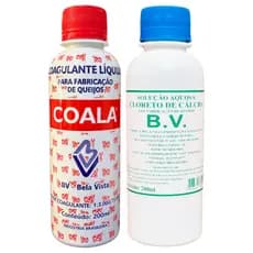 Kit Coalho Coagulante Líquido Coala 200ml + Cloreto de Cálcio Bela Vista 200ml Produção de Queijos