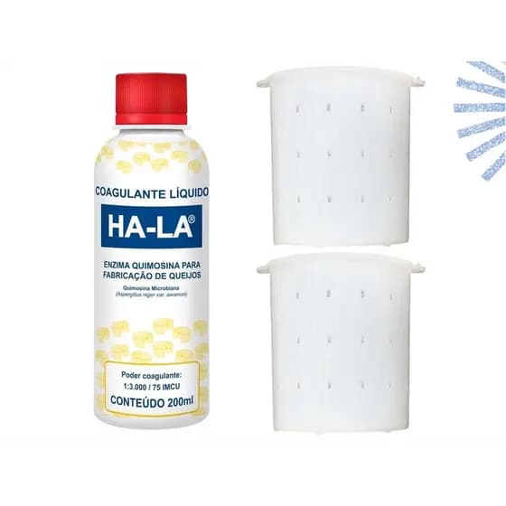 Kit Coalho Líquido Ha-la 200ml E 2 Formas Queijo Minas 500g