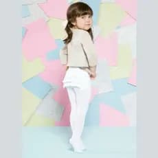 Meia-Calça Infantil Branca com Babado Fio 80 Puket Conforto e Estilo para Meninas