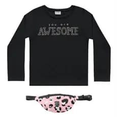 Blusa Manga Longa com Pochete Preto