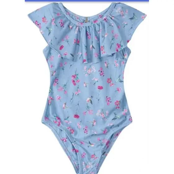 Maiô Azul Floral Carinhoso