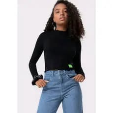 Blusa Manga Longa Menina Em Malha Viscose Canelada Malwee Kids