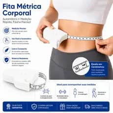 Fita Métrica Automática Branco Corporal Fitness Medida Academia Busto e Cintura