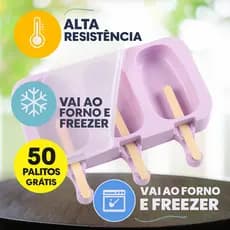 Forma de Picolé Molde Saudavel Com Tampa Divertido Para toda Familia Com 50 Palitos Gratis
